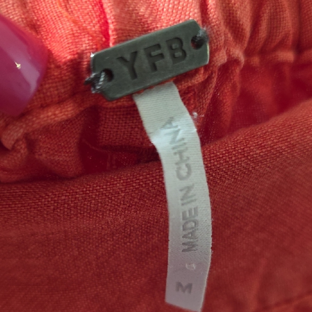 Women’s Wide Leg Cargo Pants in Coral Red - Picture 3 of 7